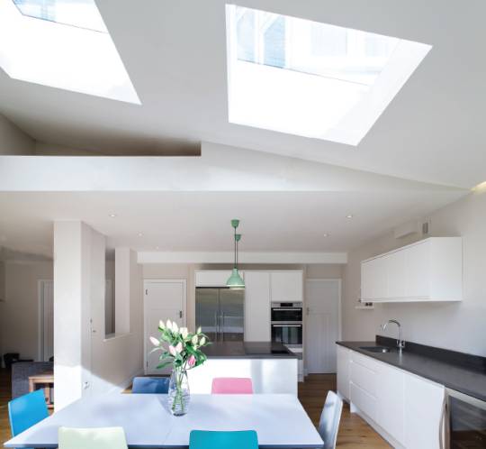 Conservation Plateau rooflights over a dining room area
